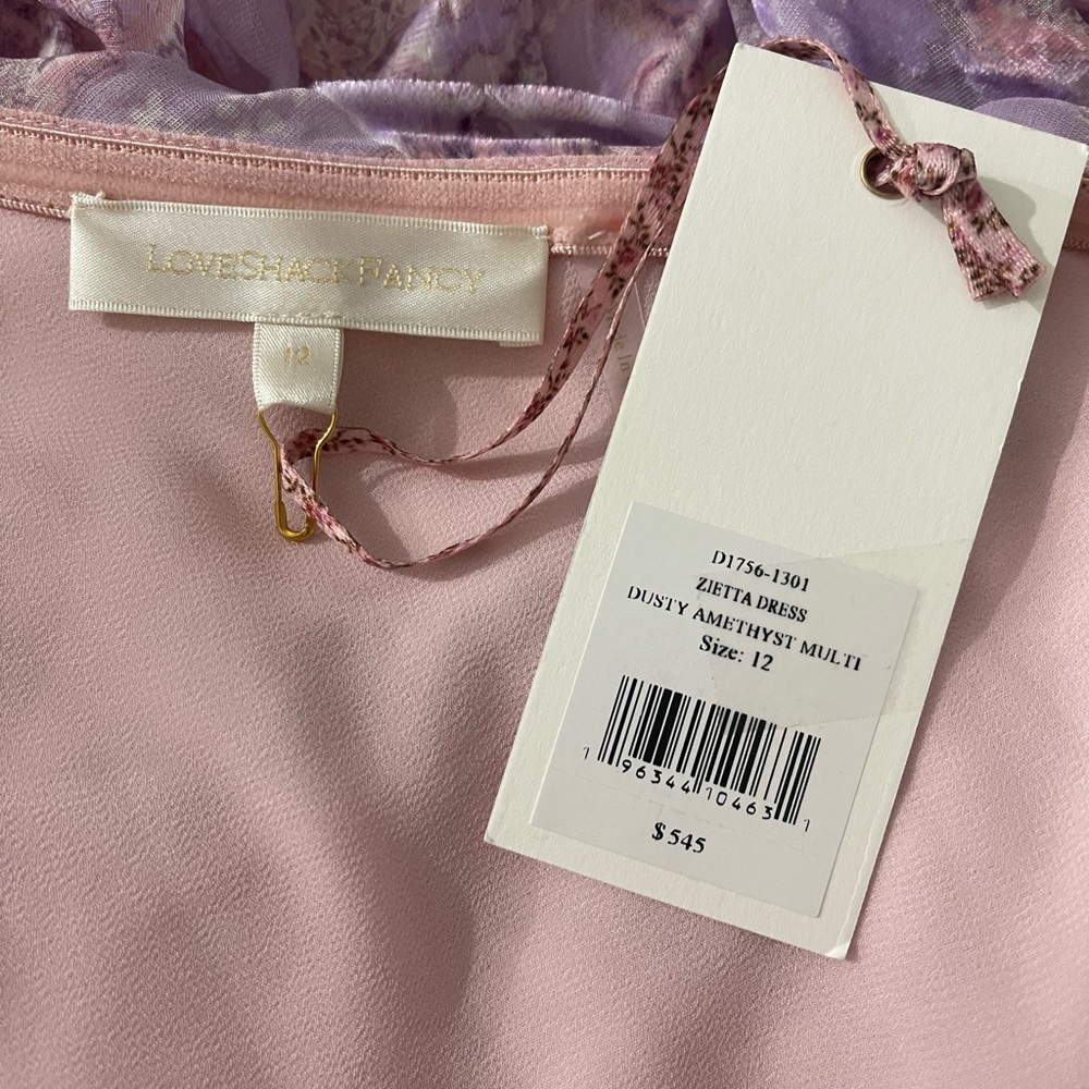NWT LoveShackFancy Zietta One Shoulder Dress in Dusty Amethyst Sz 12 Valentines - Picture 15 of 16